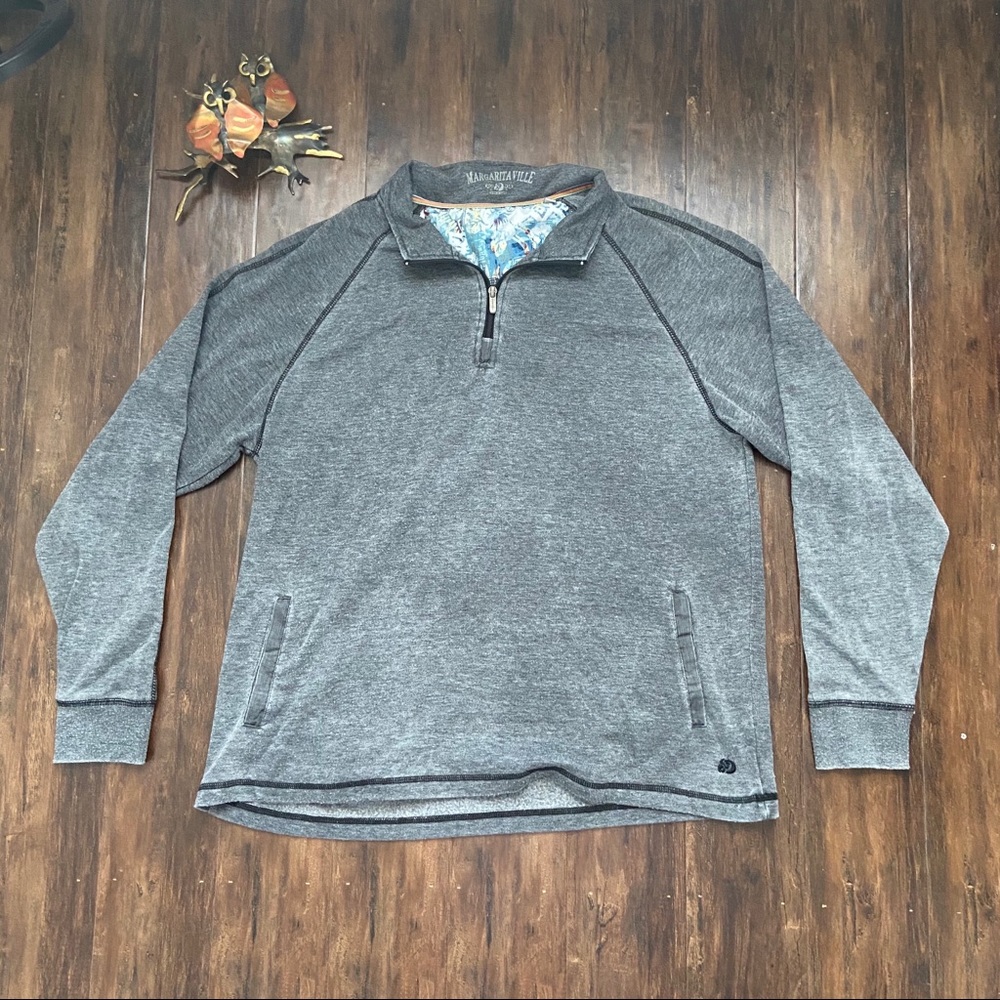 Margaritaville Lightweight 3/4 Zip Grey Pullover